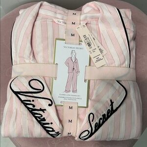 Victoria's Secret Pink and Gold Striped Pajama Set